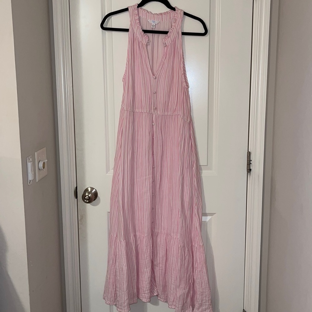 Pink striped maxi dress